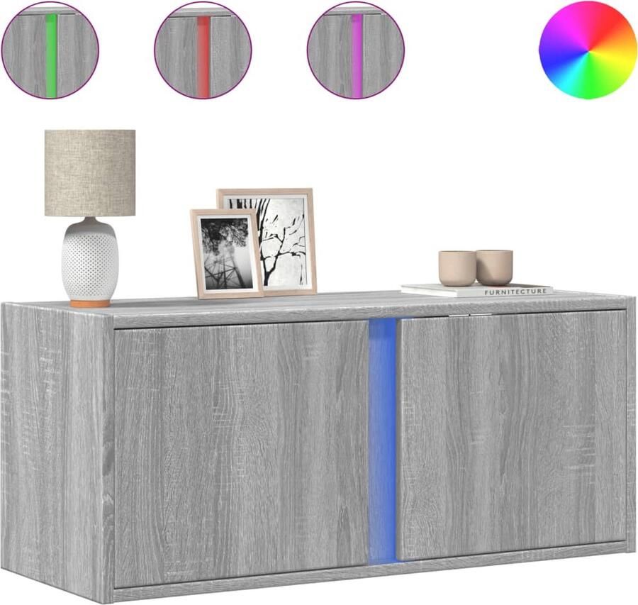 VidaXL Tv-wandmeubel met LED 80x31x35 cm grijs sonoma eikenkleurig