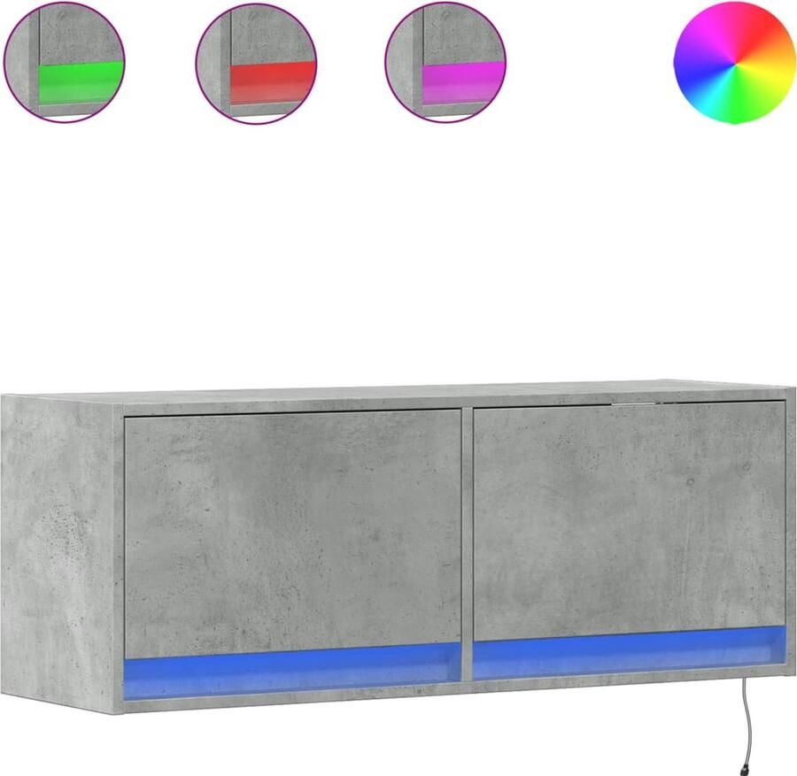 VidaXL Tv-wandmeubel met LED-verlichting 100x31x35 cm betongrijs