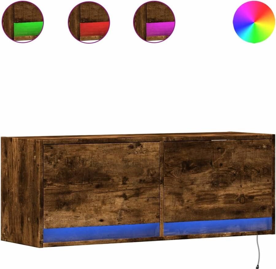 VidaXL Tv-wandmeubel met LED-verlichting 100x31x35 cm gerookt eiken