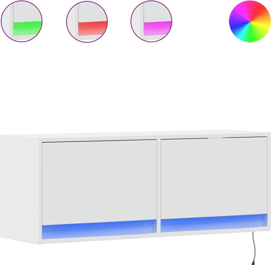 VidaXL Tv-wandmeubel met LED-verlichting 100x31x35 cm wit