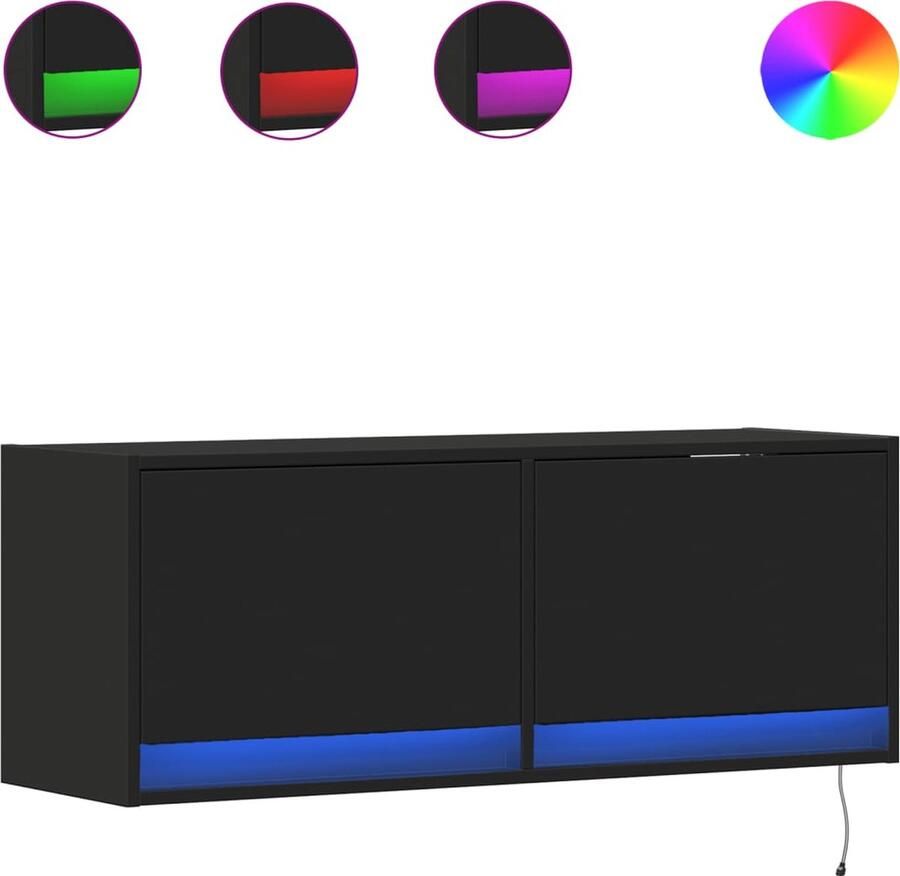 VidaXL Tv-wandmeubel met LED-verlichting 100x31x35 cm zwart