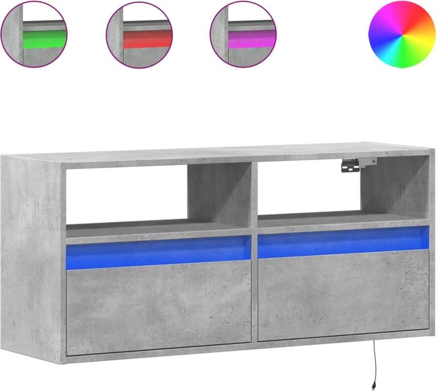 VidaXL Tv-wandmeubel met LED-verlichting 100x31x45 cm betongrijs