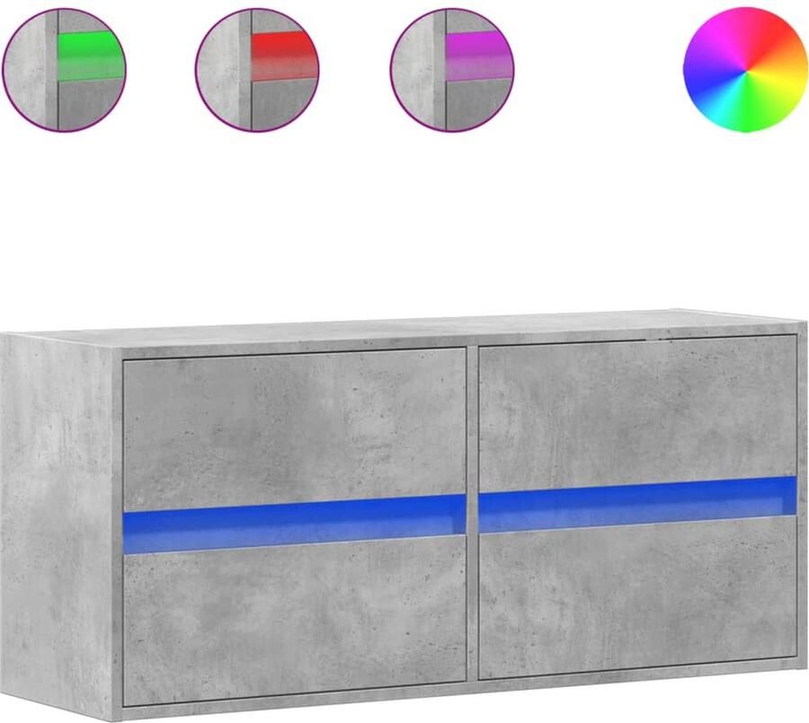 VidaXL Tv-wandmeubel met LED-verlichting 100x31x45 cm betongrijs