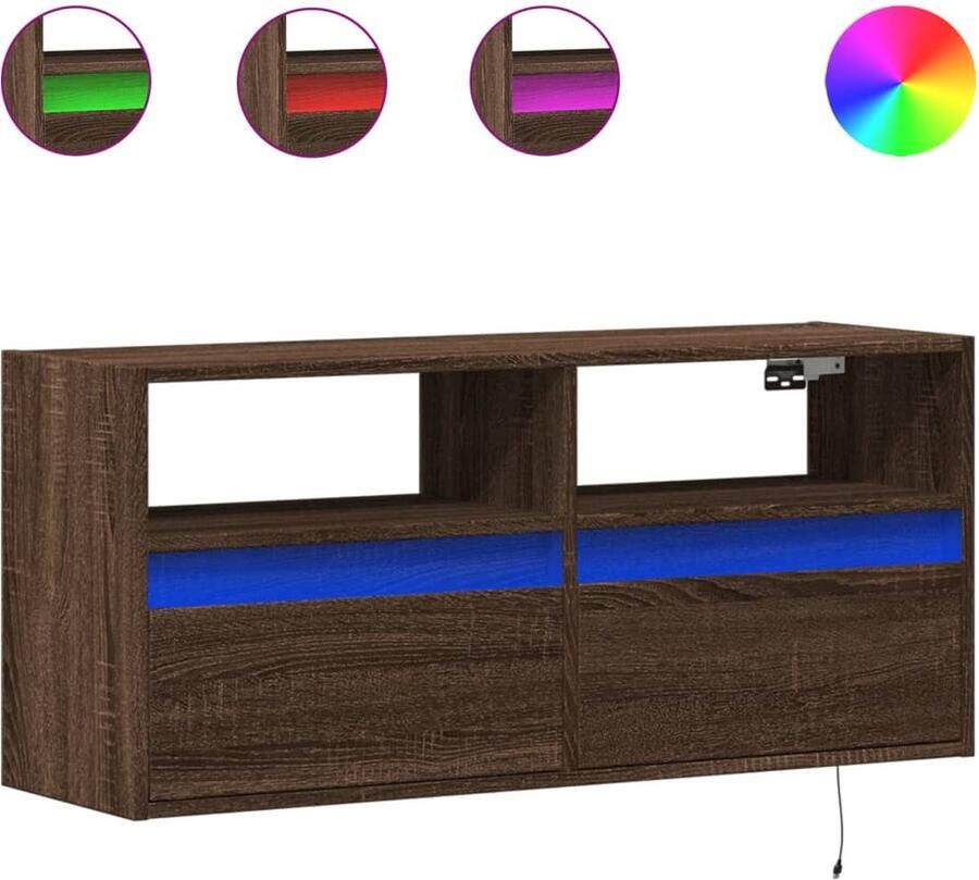 VidaXL Tv-wandmeubel met LED-verlichting 100x31x45 cm bruin eikenkleur