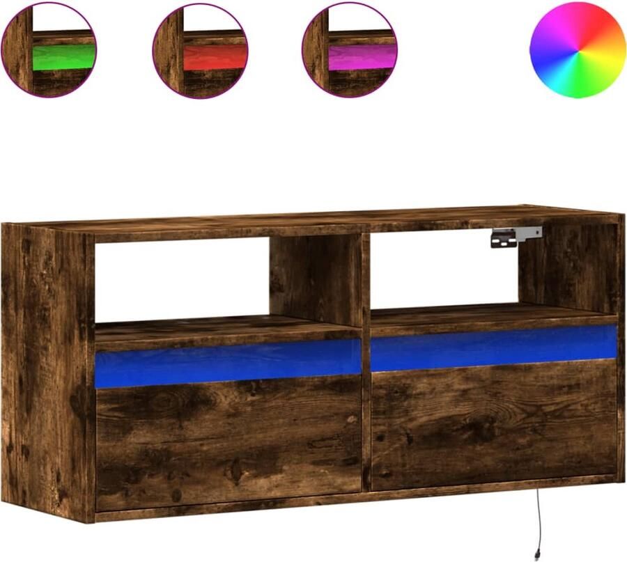 VidaXL Tv-wandmeubel met LED-verlichting 100x31x45 cm gerookt eiken