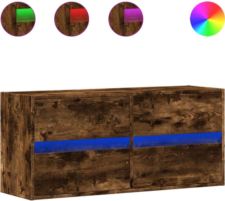 VidaXL Tv-wandmeubel met LED-verlichting 100x31x45 cm gerookt eiken