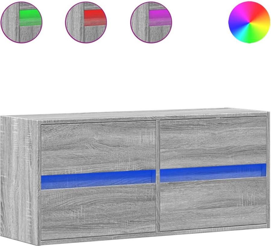 VidaXL Tv-wandmeubel met LED-verlichting 100x31x45 cm grijs sonoma