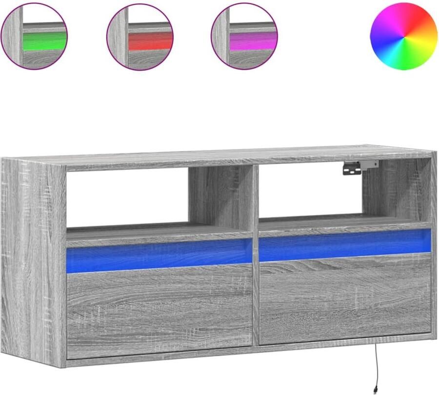 VidaXL Tv-wandmeubel met LED-verlichting 100x31x45 cm grijs sonoma
