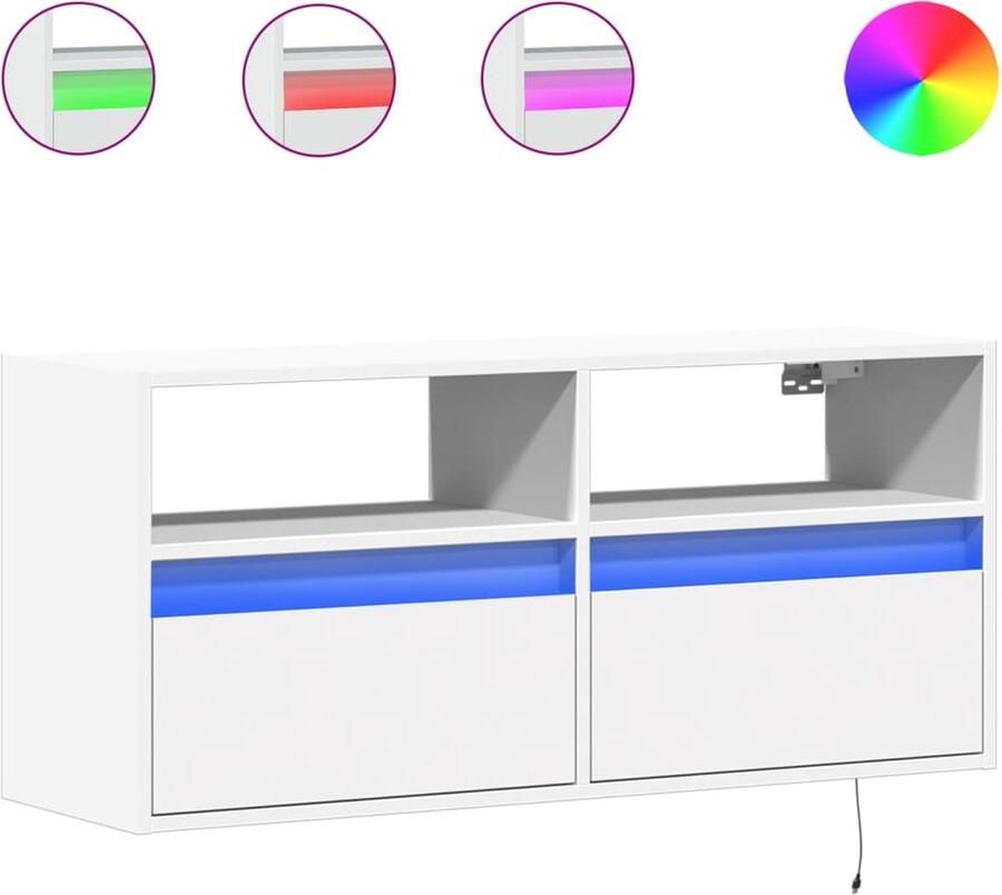 VidaXL Tv-wandmeubel met LED-verlichting 100x31x45 cm wit