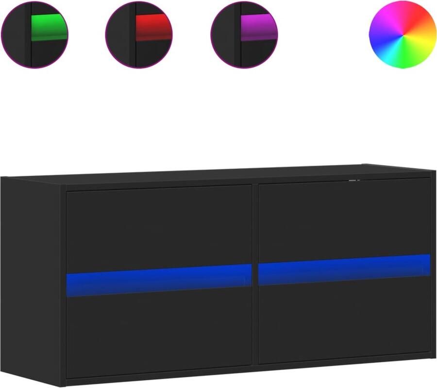 VidaXL Tv-wandmeubel met LED-verlichting 100x31x45 cm zwart
