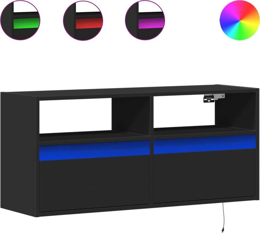VidaXL Tv-wandmeubel met LED-verlichting 100x31x45 cm zwart
