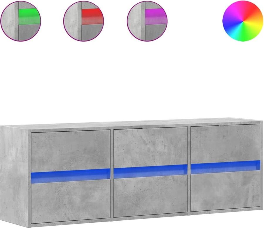 VidaXL Tv-wandmeubel met LED-verlichting 130x31x45 cm betongrijs