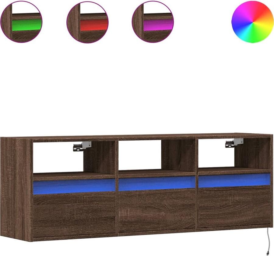 VidaXL Tv-wandmeubel met LED-verlichting 130x31x45 cm bruin eikenkleur