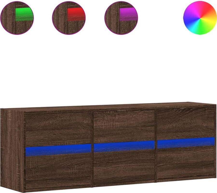 VidaXL Tv-wandmeubel met LED-verlichting 130x31x45 cm bruin eikenkleur