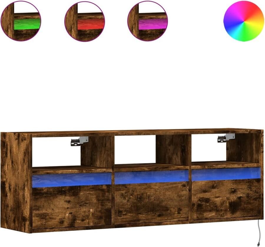 VidaXL Tv-wandmeubel met LED-verlichting 130x31x45 cm gerookt eiken