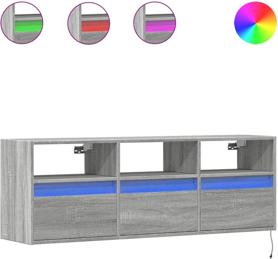 VidaXL Tv-wandmeubel met LED-verlichting 130x31x45 cm grijs sonoma
