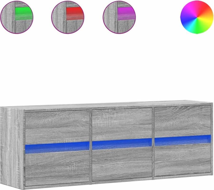 VidaXL Tv-wandmeubel met LED-verlichting 130x31x45 cm grijs sonoma