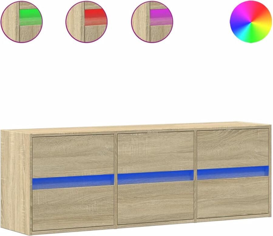 VidaXL Tv-wandmeubel met LED-verlichting 130x31x45 cm sonoma eiken