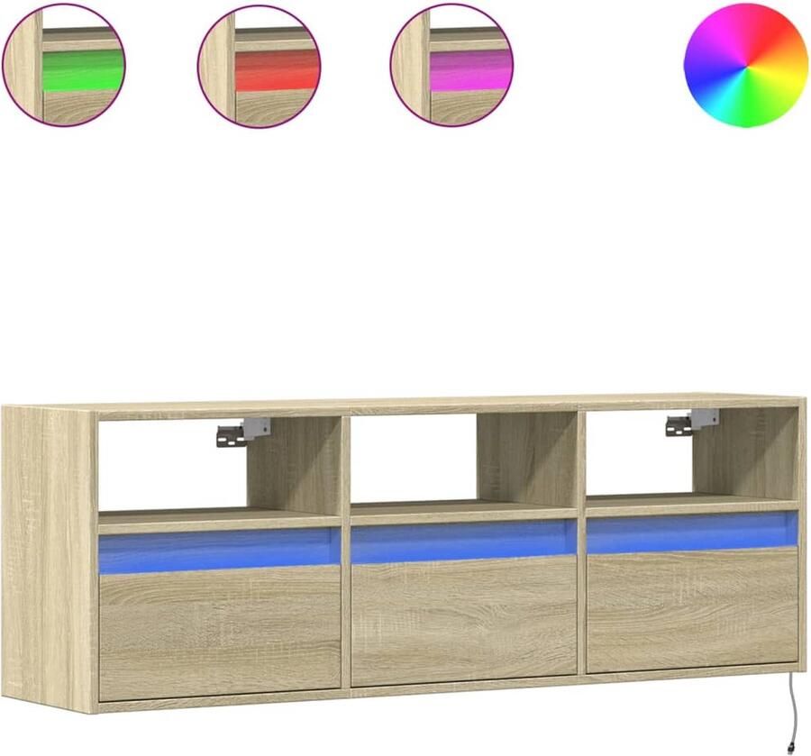 VidaXL Tv-wandmeubel met LED-verlichting 130x31x45 cm sonoma eiken
