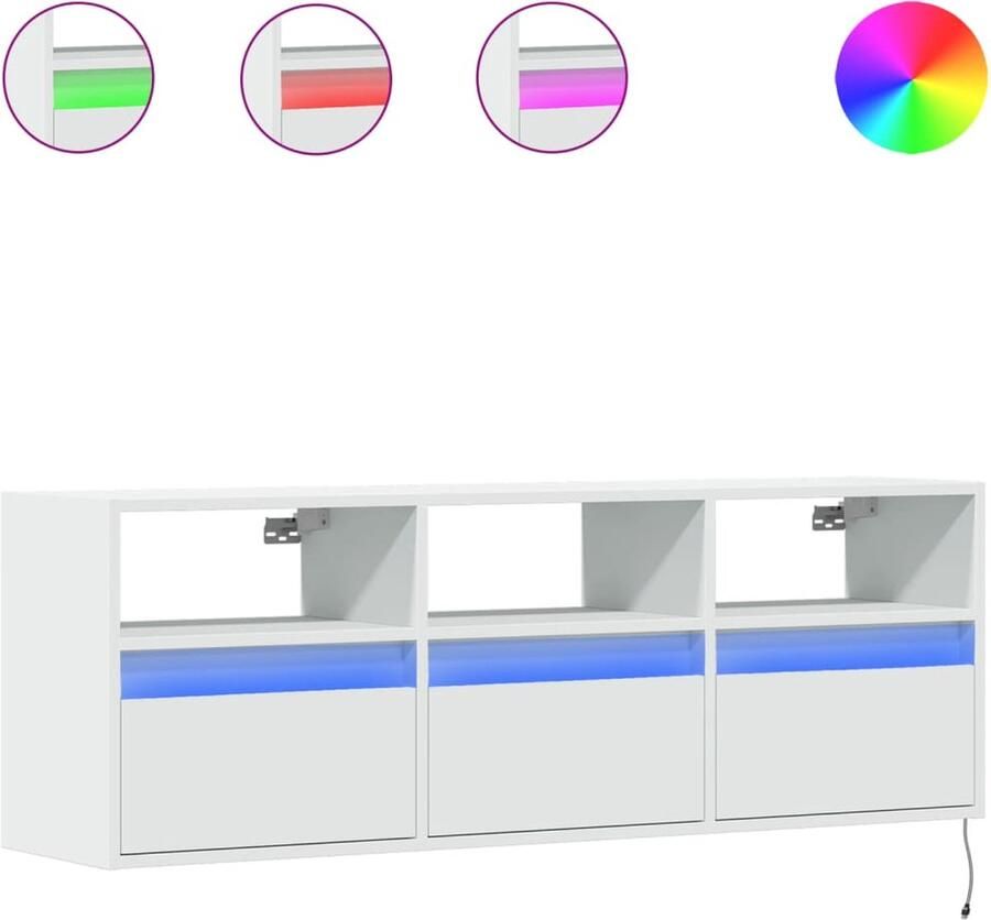 VidaXL Tv-wandmeubel met LED-verlichting 130x31x45 cm wit