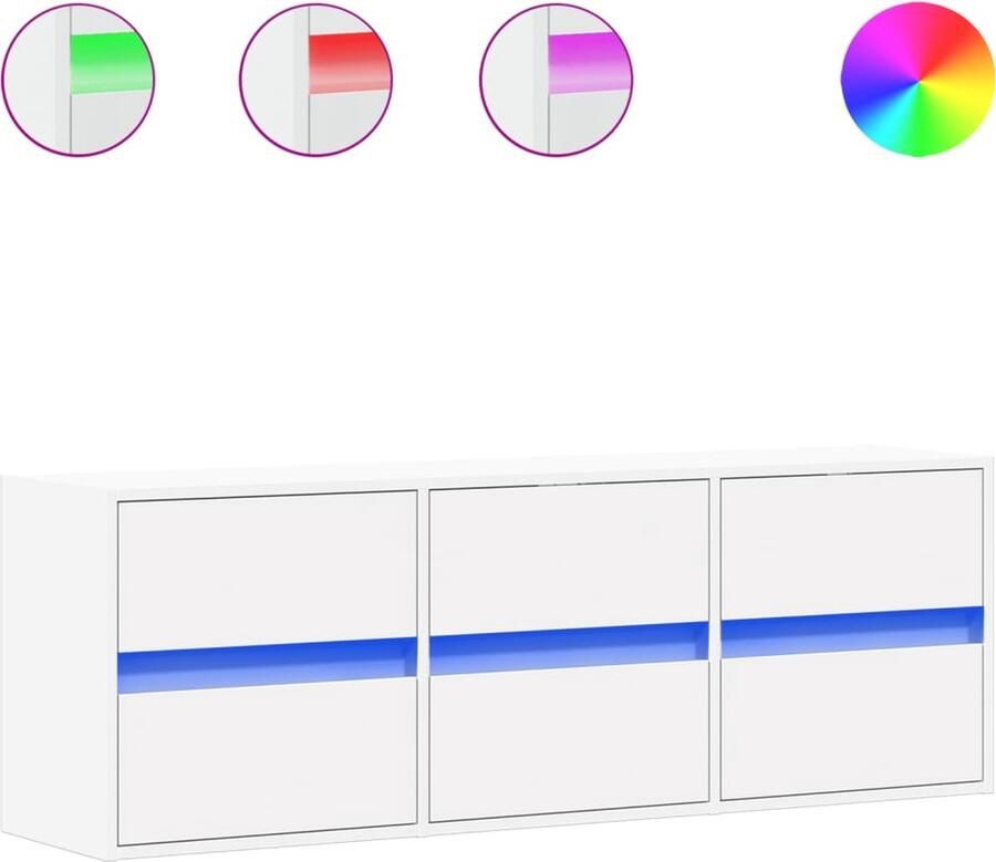 VidaXL Tv-wandmeubel met LED-verlichting 130x31x45 cm wit
