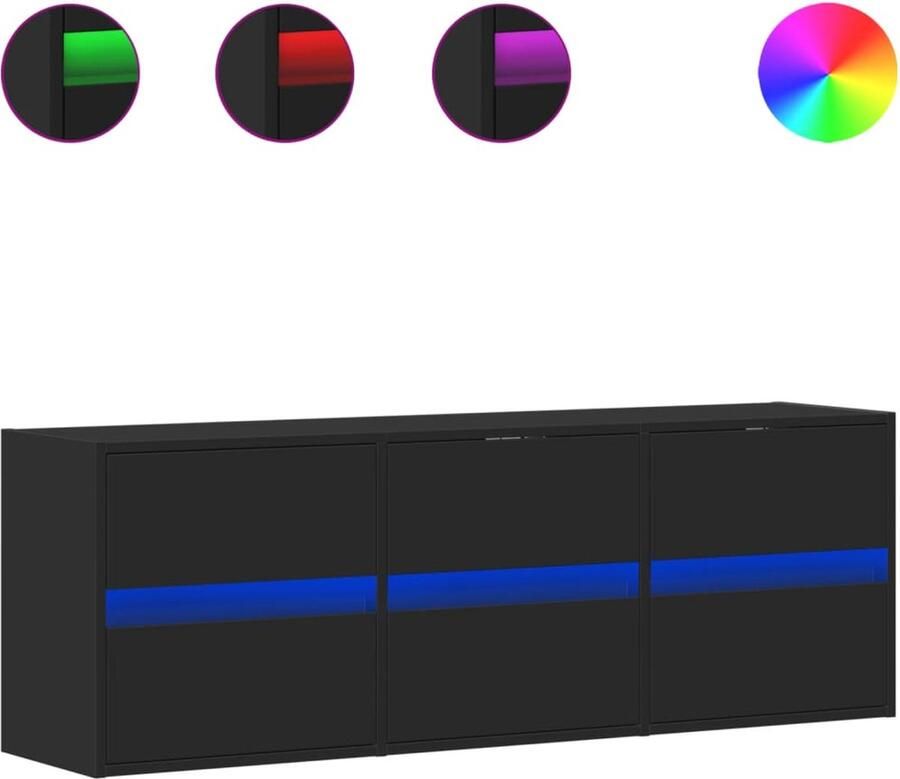 VidaXL Tv-wandmeubel met LED-verlichting 130x31x45 cm zwart