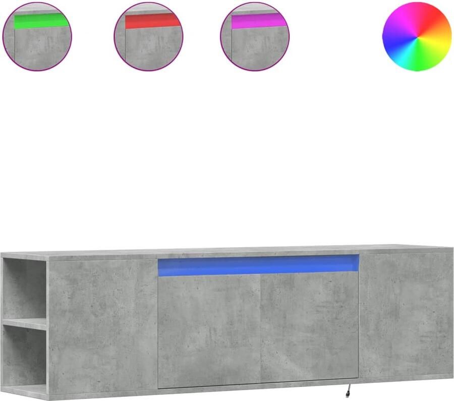 VidaXL Tv-wandmeubel met LED-verlichting 135x31x39 5 cm betongrijs