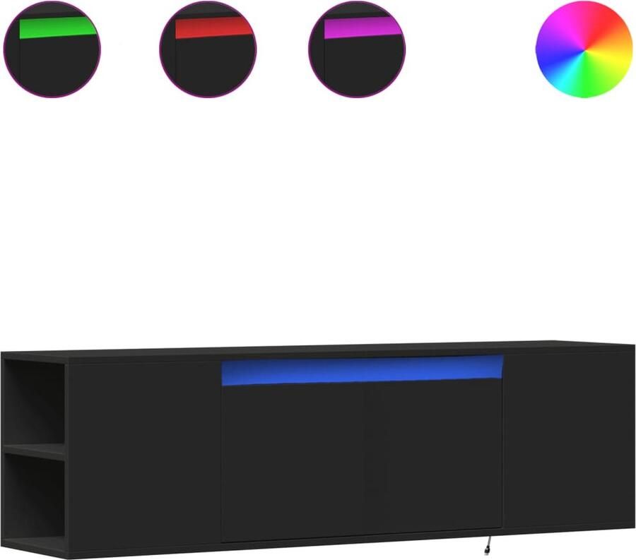 VidaXL Tv-wandmeubel met LED-verlichting 135x31x39 5 cm zwart