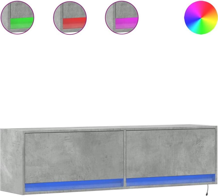 VidaXL Tv-wandmeubel met LED-verlichting 140x31x38 cm betongrijs