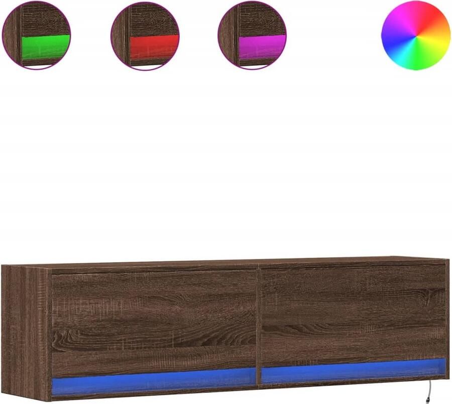 VidaXL Tv-wandmeubel met LED-verlichting 140x31x38 cm bruin eikenkleur