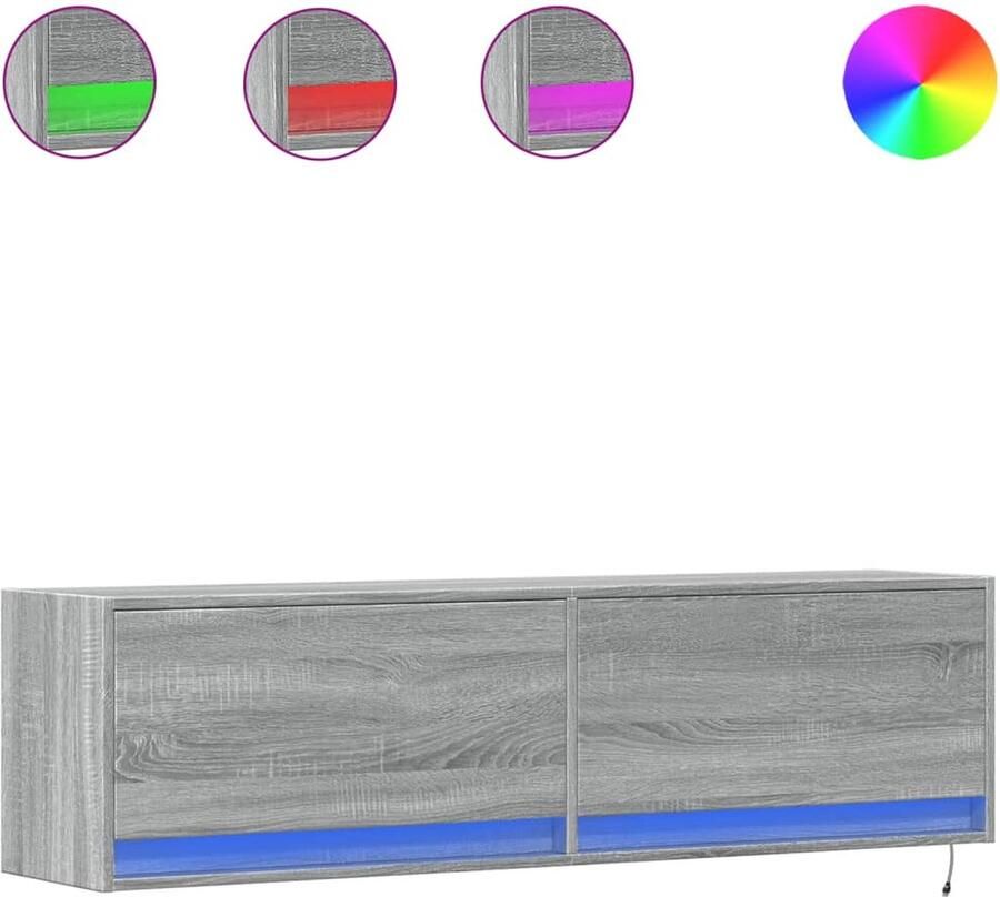 VidaXL Tv-wandmeubel met LED-verlichting 140x31x38 cm grijs sonoma