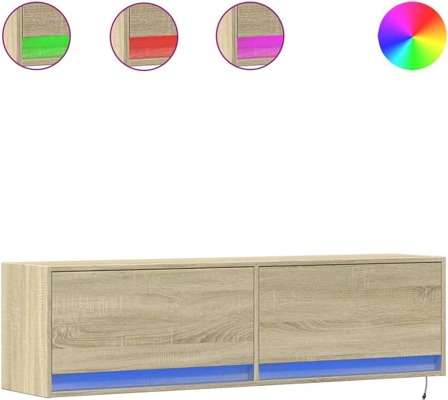 VidaXL Tv-wandmeubel met LED-verlichting 140x31x38 cm sonoma eiken