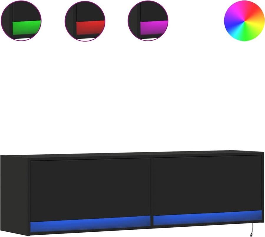 VidaXL Tv-wandmeubel met LED-verlichting 140x31x38 cm zwart