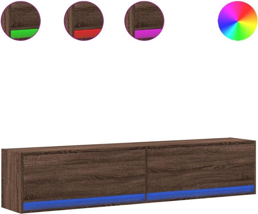 VidaXL Tv-wandmeubel met LED-verlichting 180x31x38 cm bruin eikenkleur