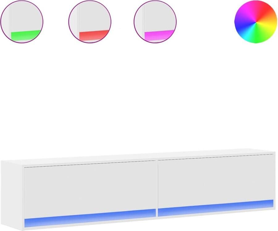 VidaXL Tv-wandmeubel met LED-verlichting 180x31x38 cm wit