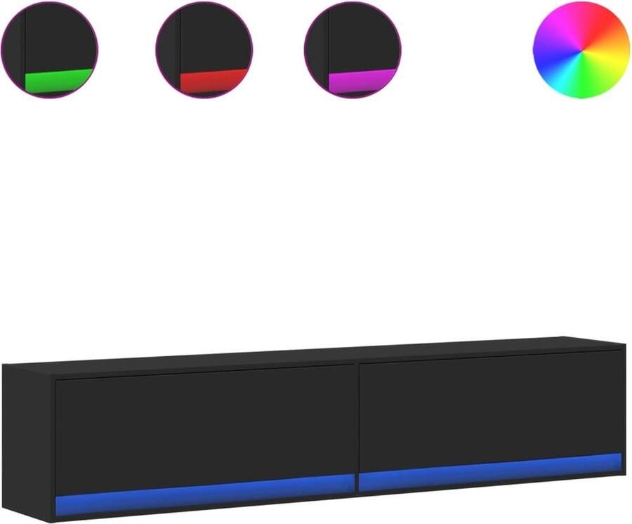 VidaXL Tv-wandmeubel met LED-verlichting 180x31x38 cm zwart