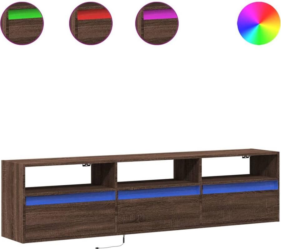 VidaXL Tv-wandmeubel met LED-verlichting 180x31x45 cm bruin eikenkleur