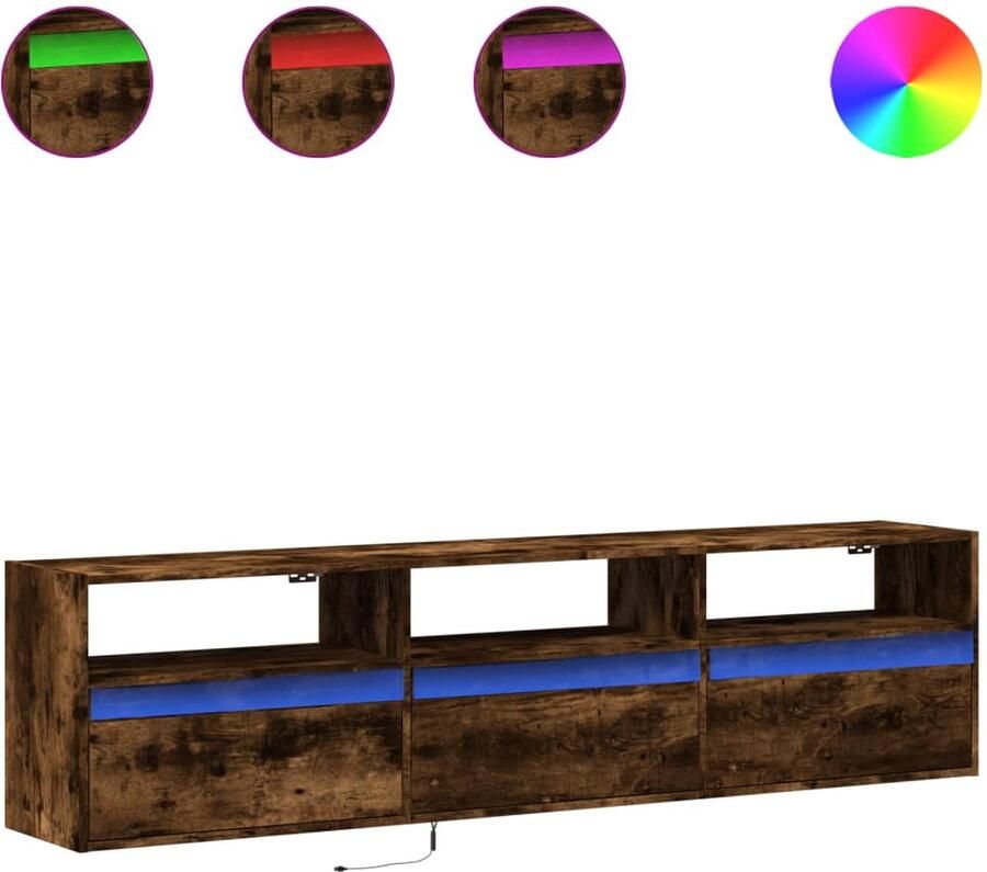 VidaXL Tv-wandmeubel met LED-verlichting 180x31x45 cm gerookt eiken