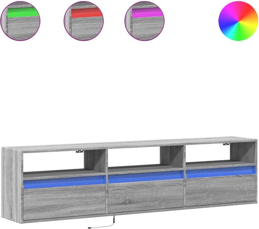 VidaXL Tv-wandmeubel met LED-verlichting 180x31x45 cm grijs sonoma
