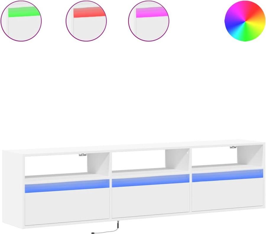 VidaXL Tv-wandmeubel met LED-verlichting 180x31x45 cm wit