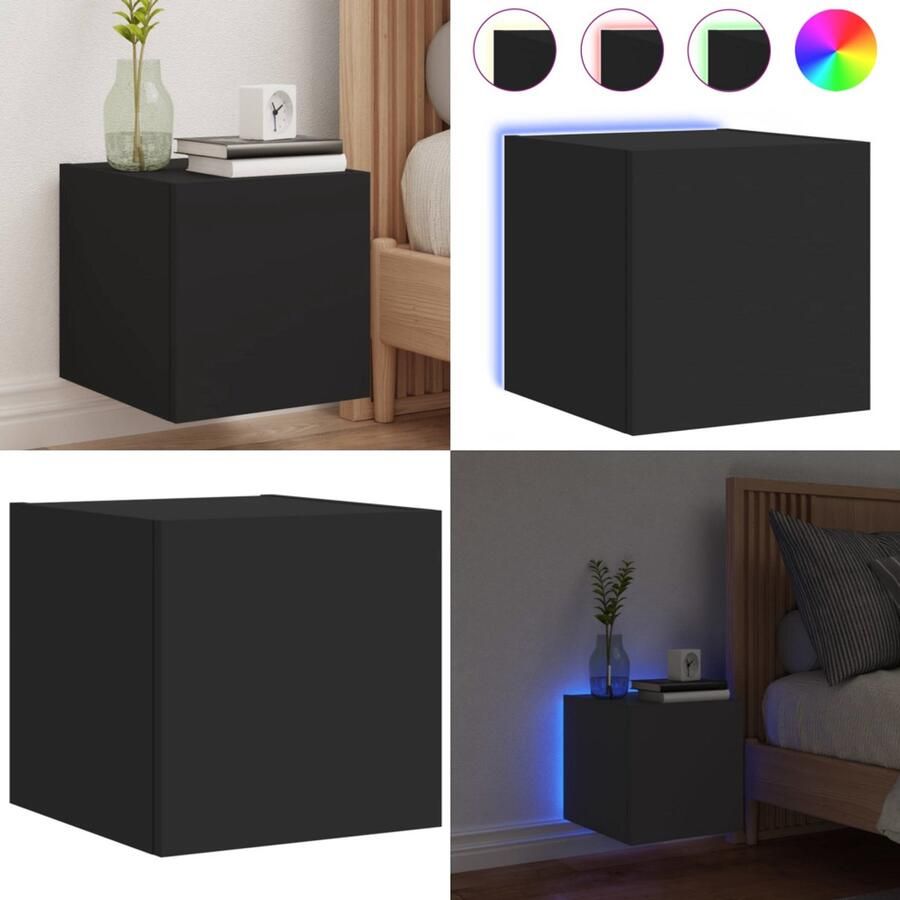 VidaXL Tv-wandmeubel met LED-verlichting 30 5x35x30 cm zwart Tv-wandmeubel Tv-wandmeubelen Zwevend Tv-meubel Tv-wandmeubel