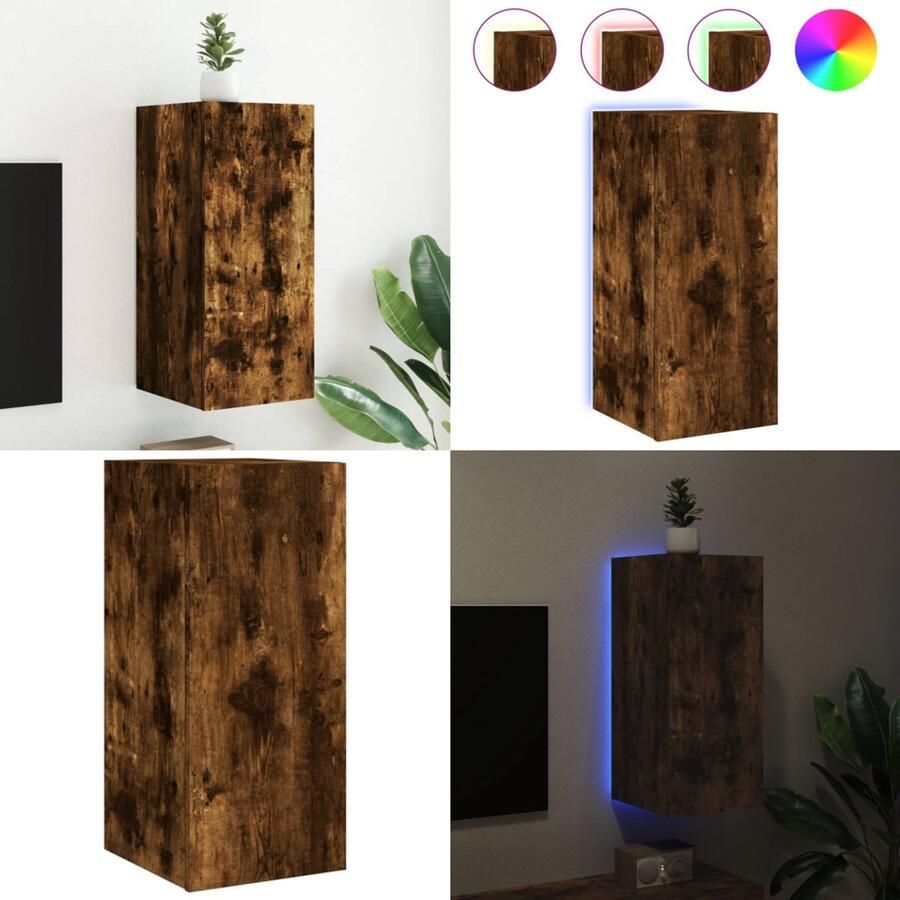 VidaXL Tv-wandmeubel met LED-verlichting 30 5x35x70 cm gerookt eiken Tv-wandmeubel Tv-wandmeubelen Zwevend Tv-meubel Tv-wandmeubel