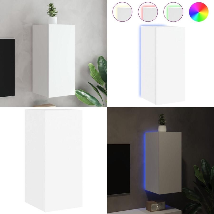 VidaXL Tv-wandmeubel met LED-verlichting 30 5x35x70 cm wit Tv-wandmeubel Tv-wandmeubelen Zwevend Tv-meubel Tv-wandmeubel
