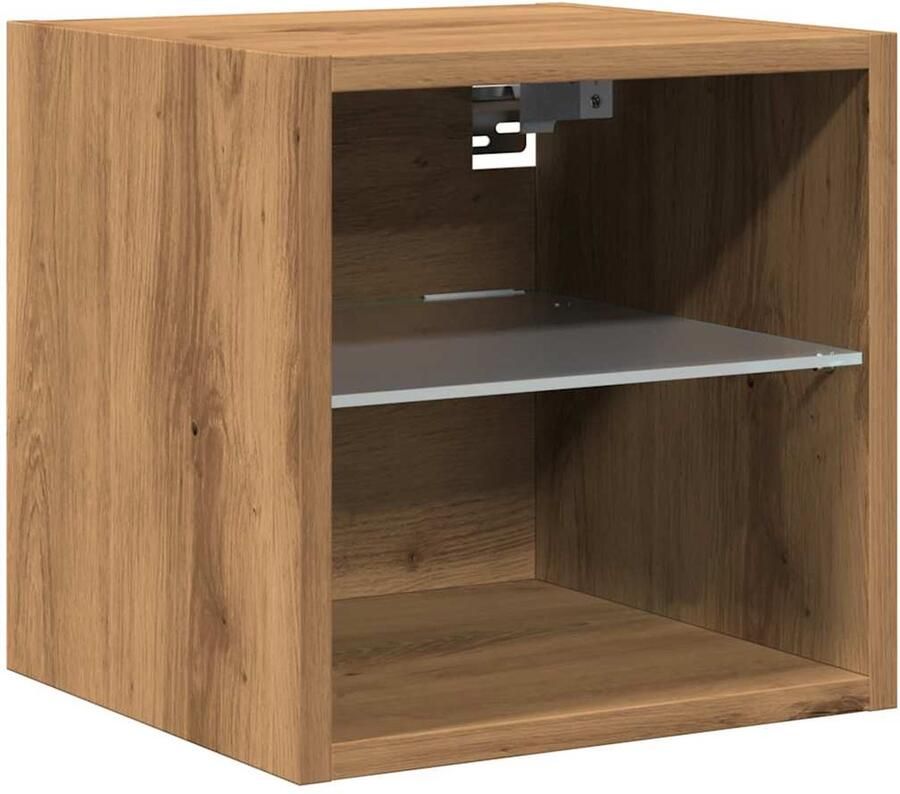 VidaXL Tv-wandmeubel LED-verlichting Eiken 30x28 5x30cm Tv-wandmeubel Tv-wandmeubelen Wandkast Tv-meubel