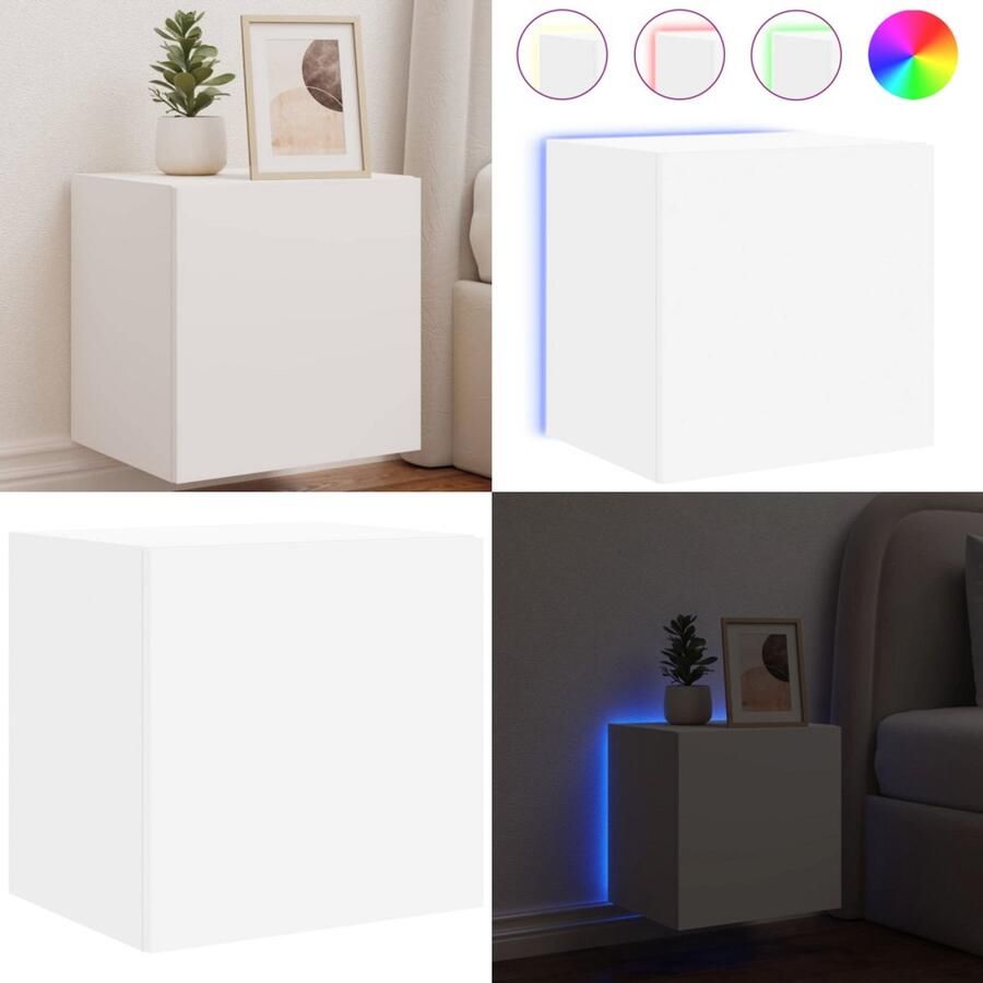 VidaXL Tv-wandmeubel met LED-verlichting 40 5x35x40 cm wit Tv-wandmeubel Tv-wandmeubelen Zwevend Tv-meubel Tv-wandmeubel