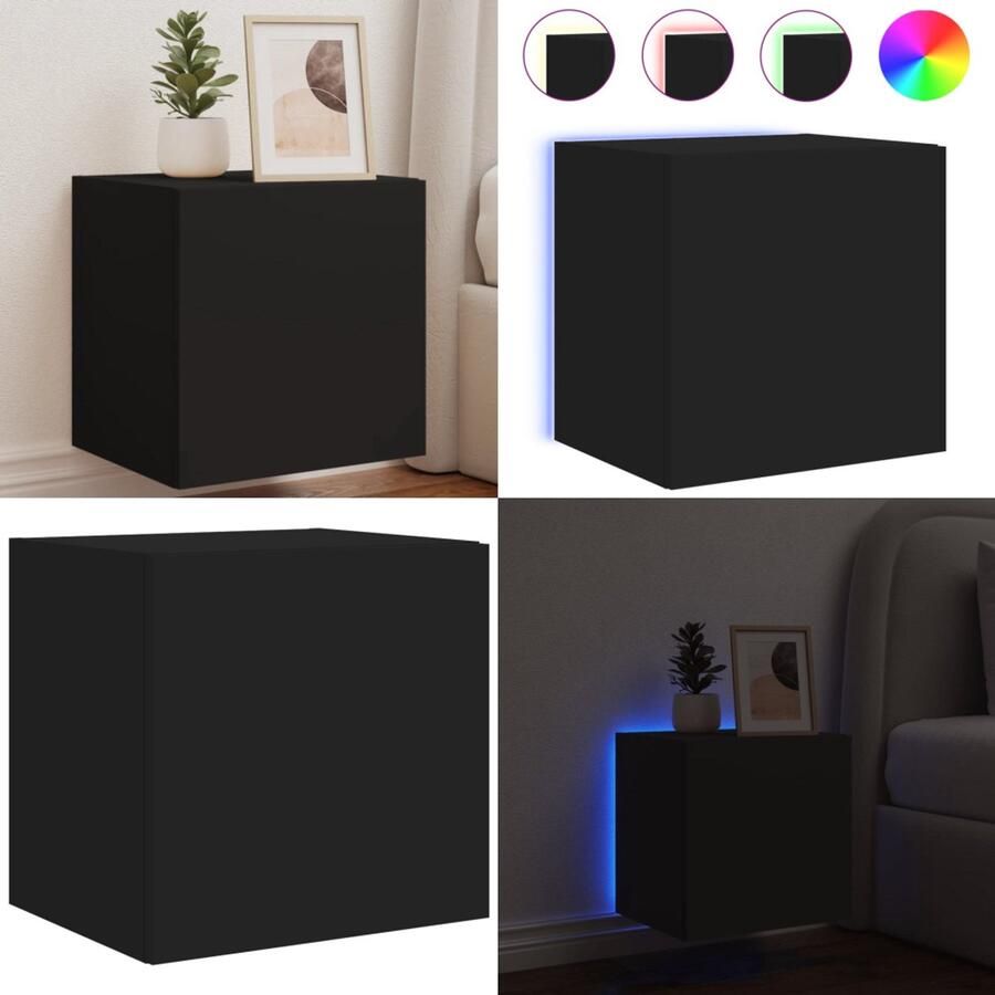 VidaXL Tv-wandmeubel met LED-verlichting 40 5x35x40 cm zwart Tv-wandmeubel Tv-wandmeubelen Zwevend Tv-meubel Tv-wandmeubel