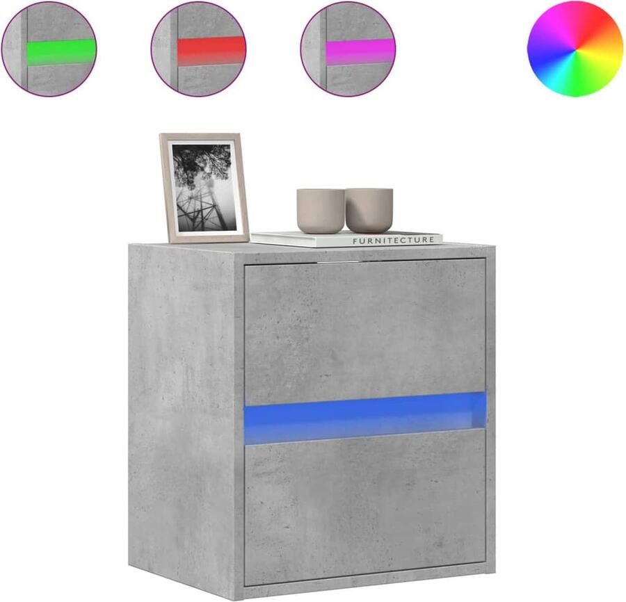 VidaXL Tv-wandmeubel met LED-verlichting 41x31x45 cm betongrijs