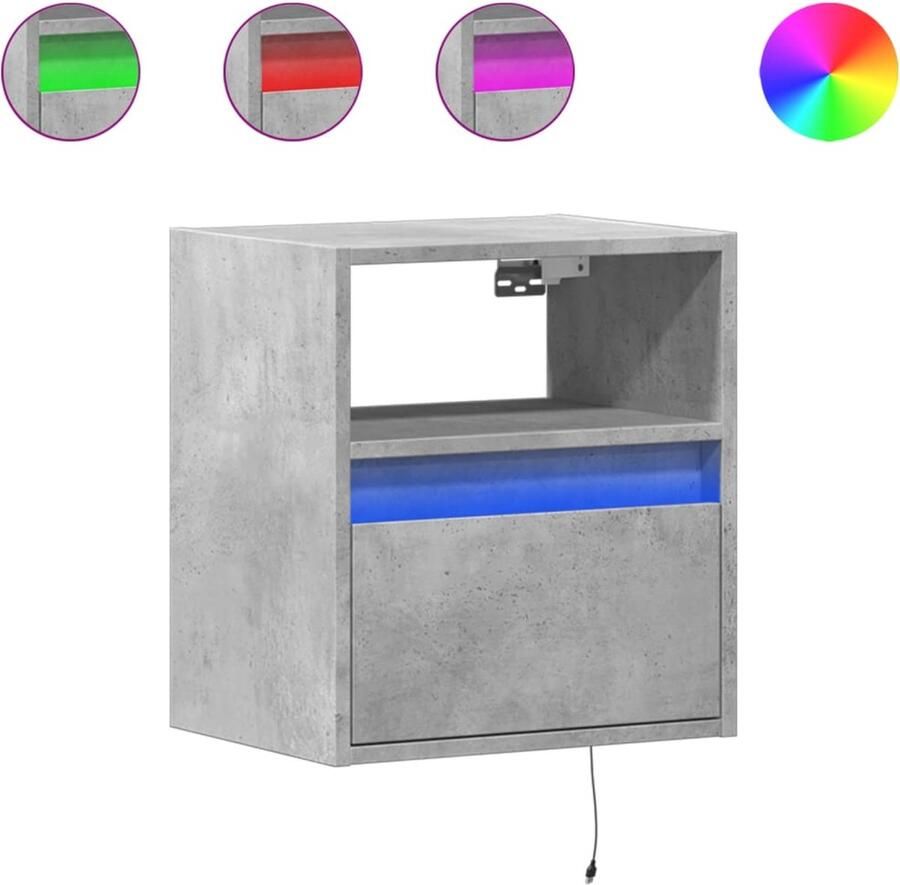 VidaXL Tv-wandmeubel met LED-verlichting 41x31x45 cm betongrijs