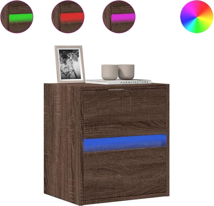 VidaXL Tv-wandmeubel met LED-verlichting 41x31x45 cm bruin eikenkleur