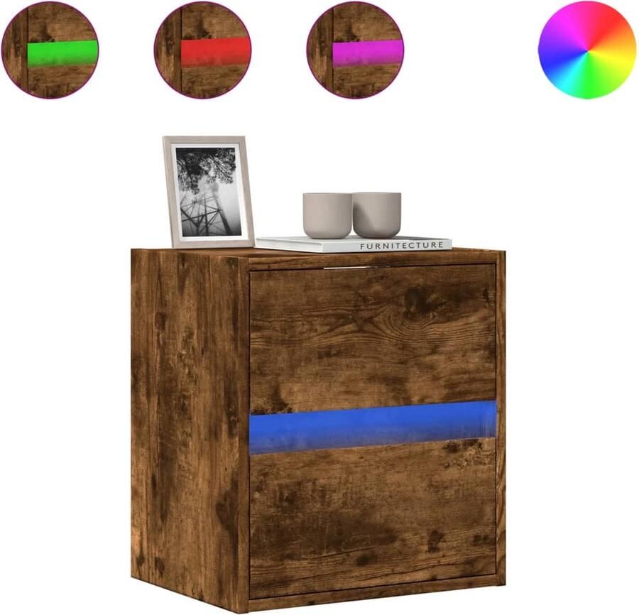 VidaXL Tv-wandmeubel met LED-verlichting 41x31x45 cm gerookt eiken